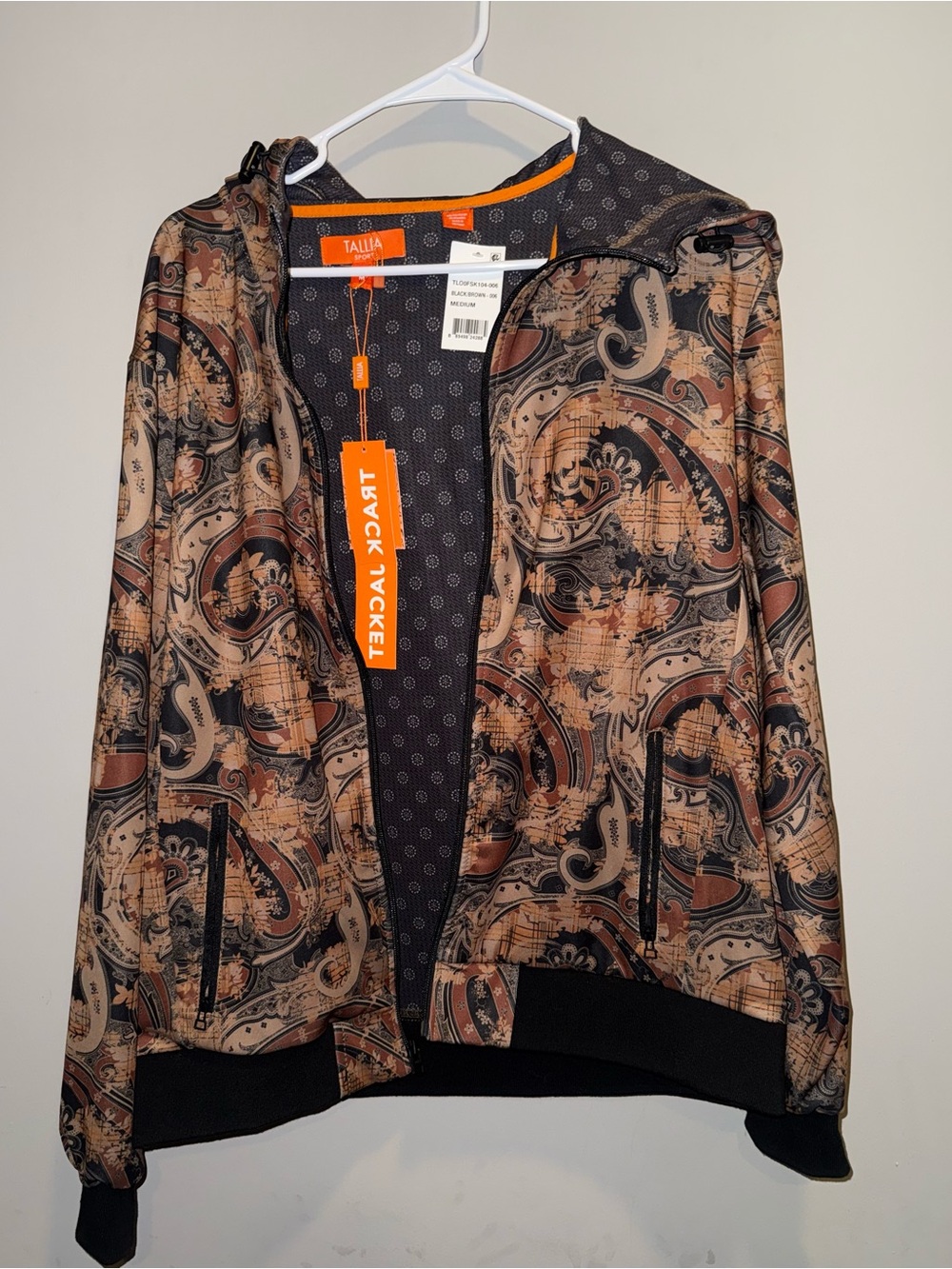 TALLIA Gray Paisley-Style Jacket with Orange Accents